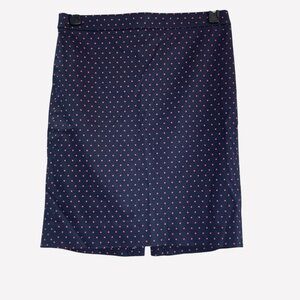 J. Crew navy blue red polka dot “ the pencil skirt “ size 6